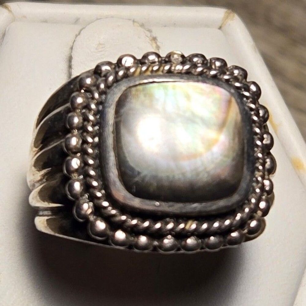 Abalone vintage sterling silver ring sz 5.5